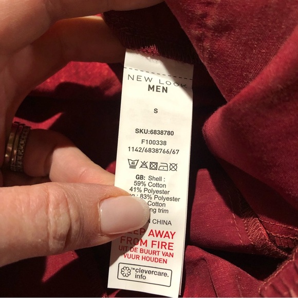 NWT New Look burgundy acid wash swim trunks drawstring waist no lining S - Picture 7 of 8